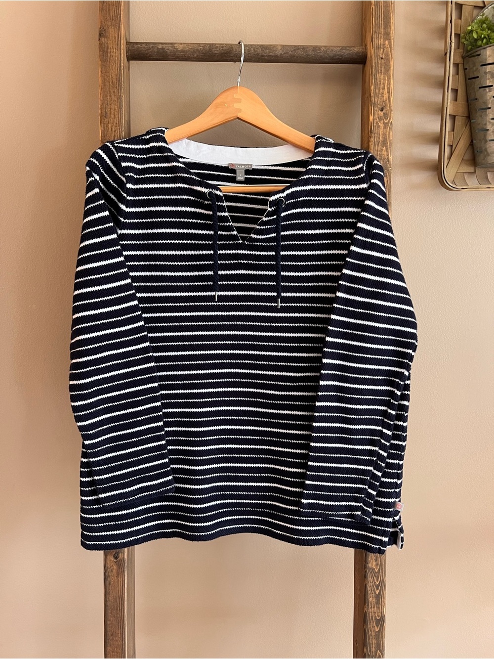 Talbots Striped Navy and White Knit Top